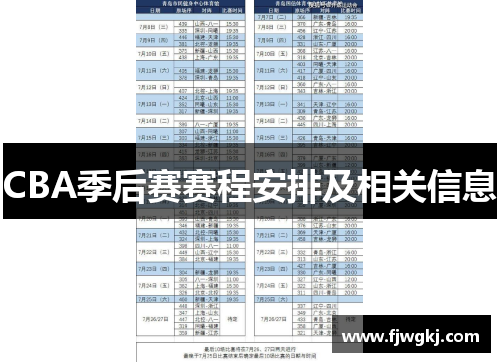 CBA季后赛赛程安排及相关信息